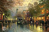 Thomas Kinkade Famous Paintings - Evening on the Avenue